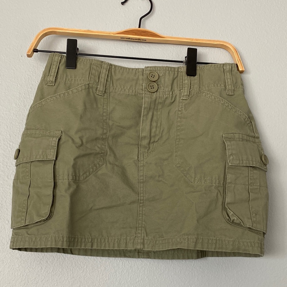 Olive Green Cargo Mini Skirt